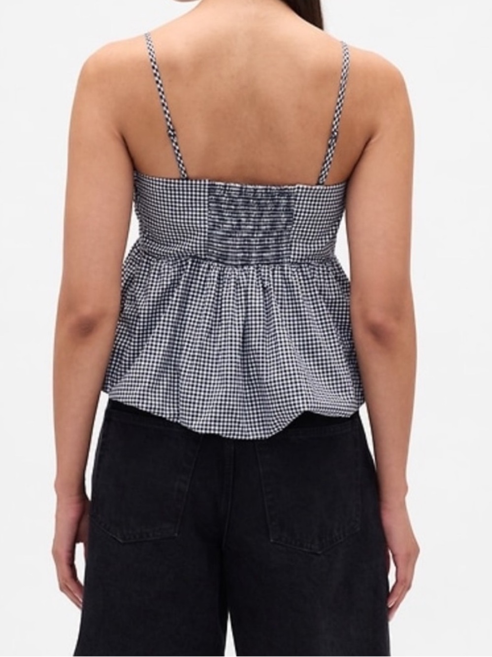 GAP Navy & White Gingham Bubble Top - Picture 2 of 6